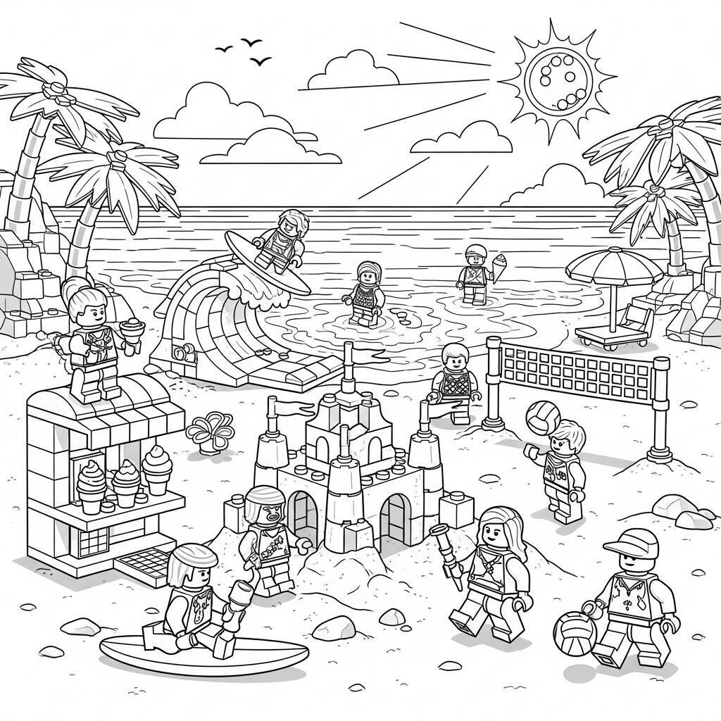 Desenho de Lego Férias de Verão para Colorir