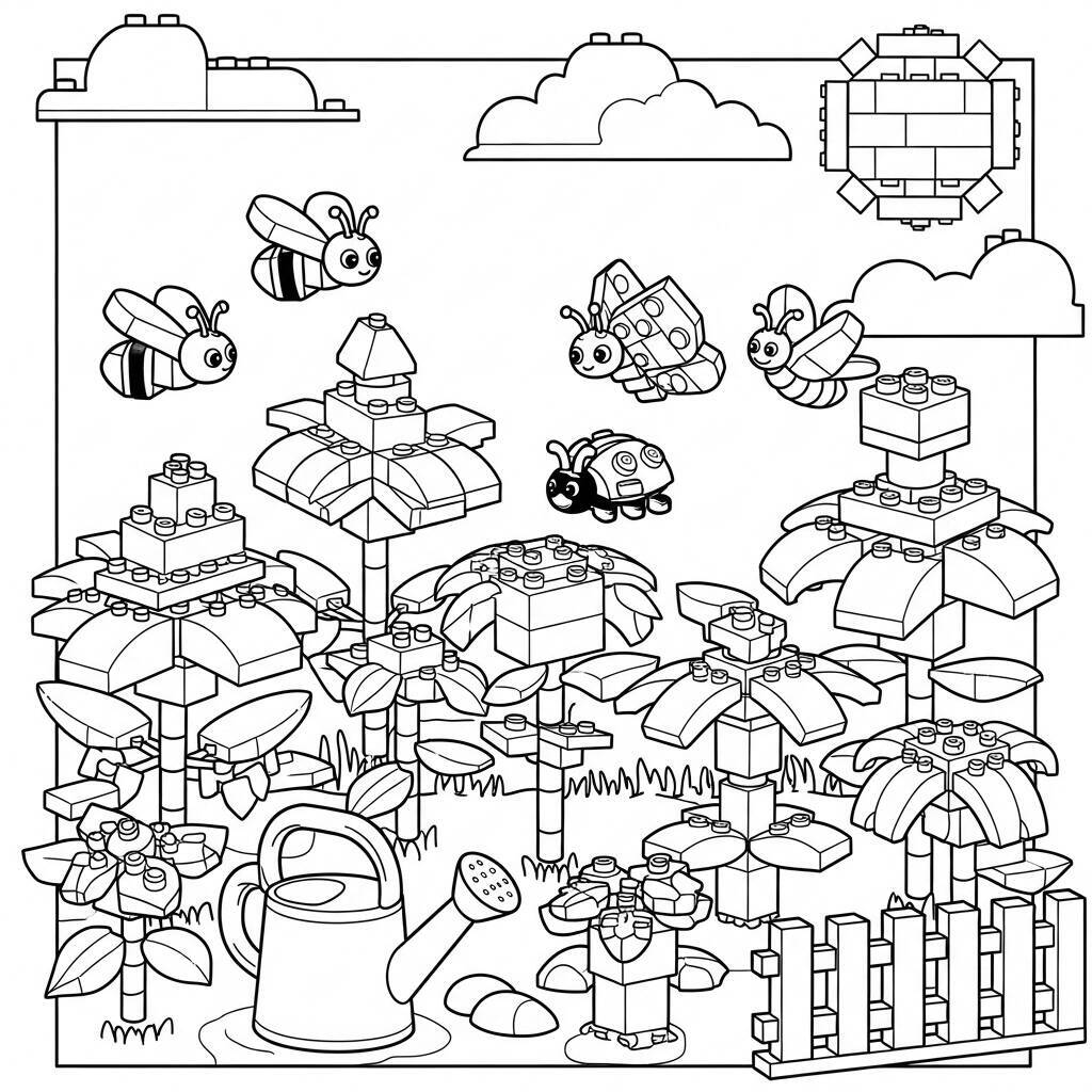 Desenho de Lego Jardim para Colorir
