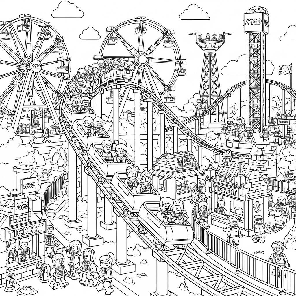 Desenho de Lego Montanha Russa para Colorir