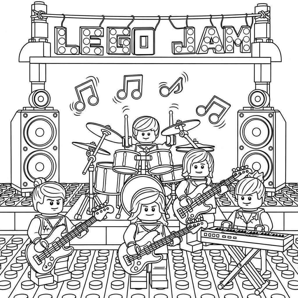 Desenho de Lego Música para Colorir