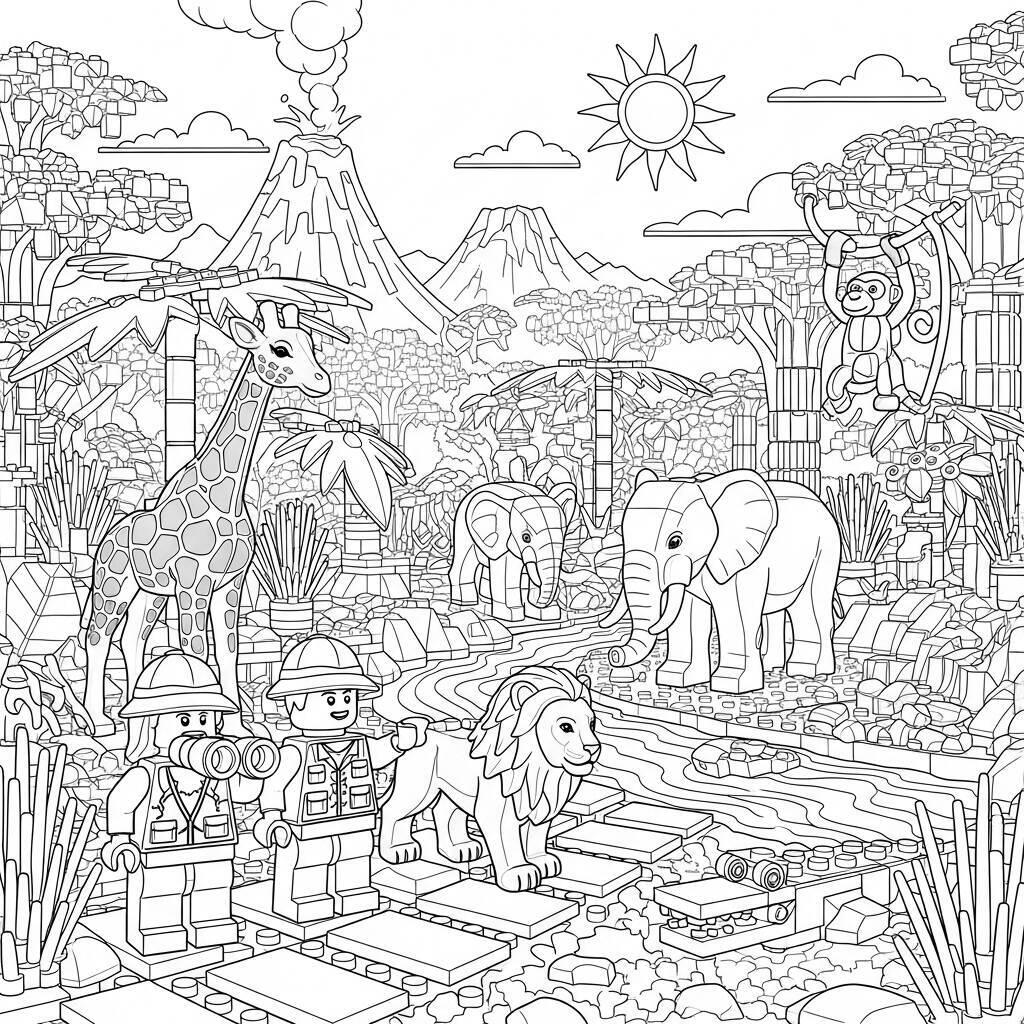 Desenho de Lego Safari na Selva para Colorir