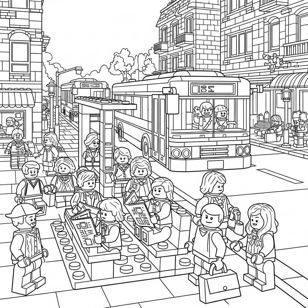 Desenho de Lego Transporte Público para Colorir