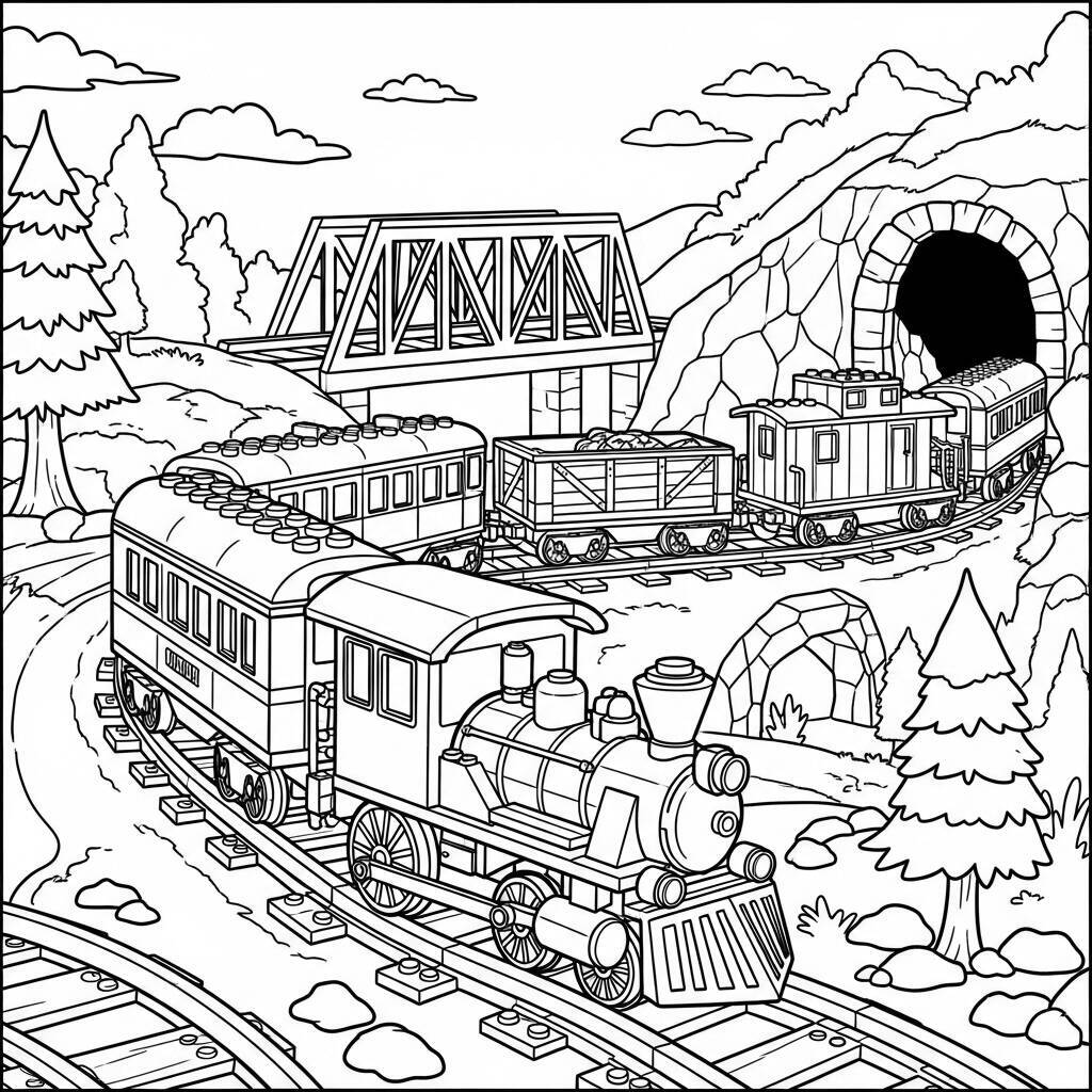 Desenho de Lego Trens para Colorir