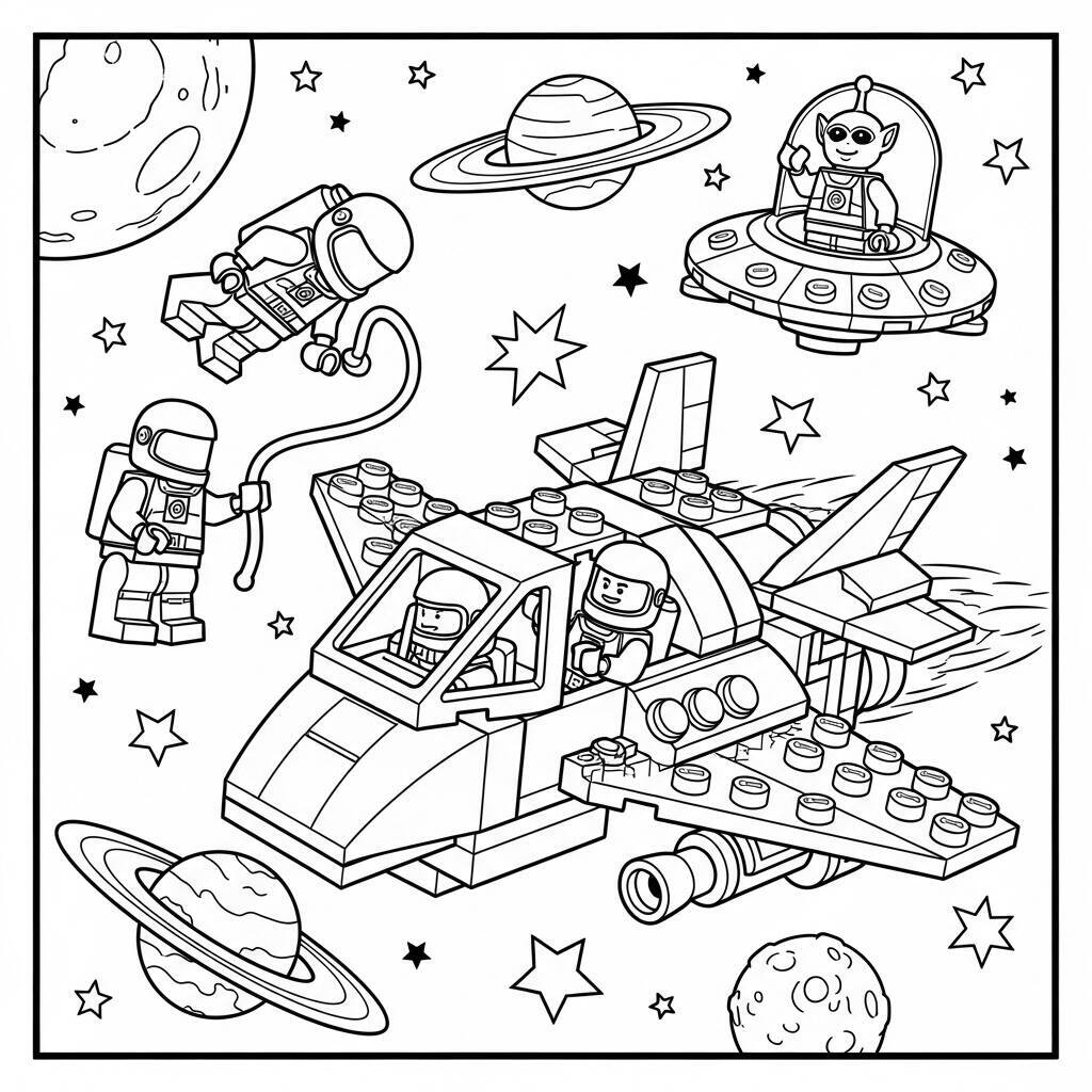 Desenho de Lego Viagem Espacial para Colorir