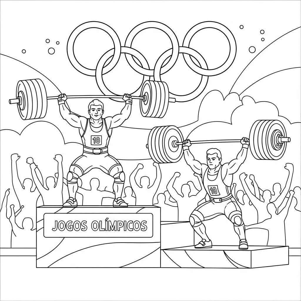 Desenho de Levantamento de Peso para Colorir