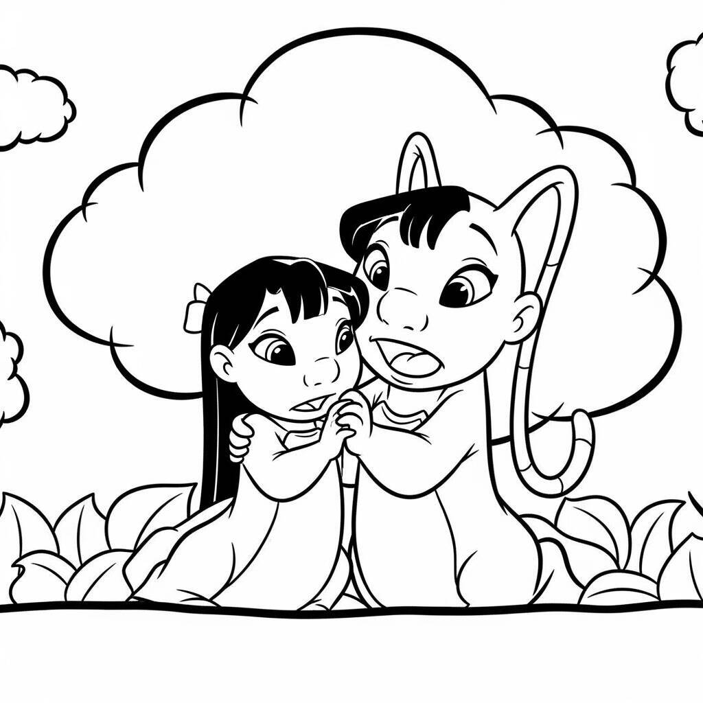 Desenho de Lilo e Angel e seus Sonhos para Colorir