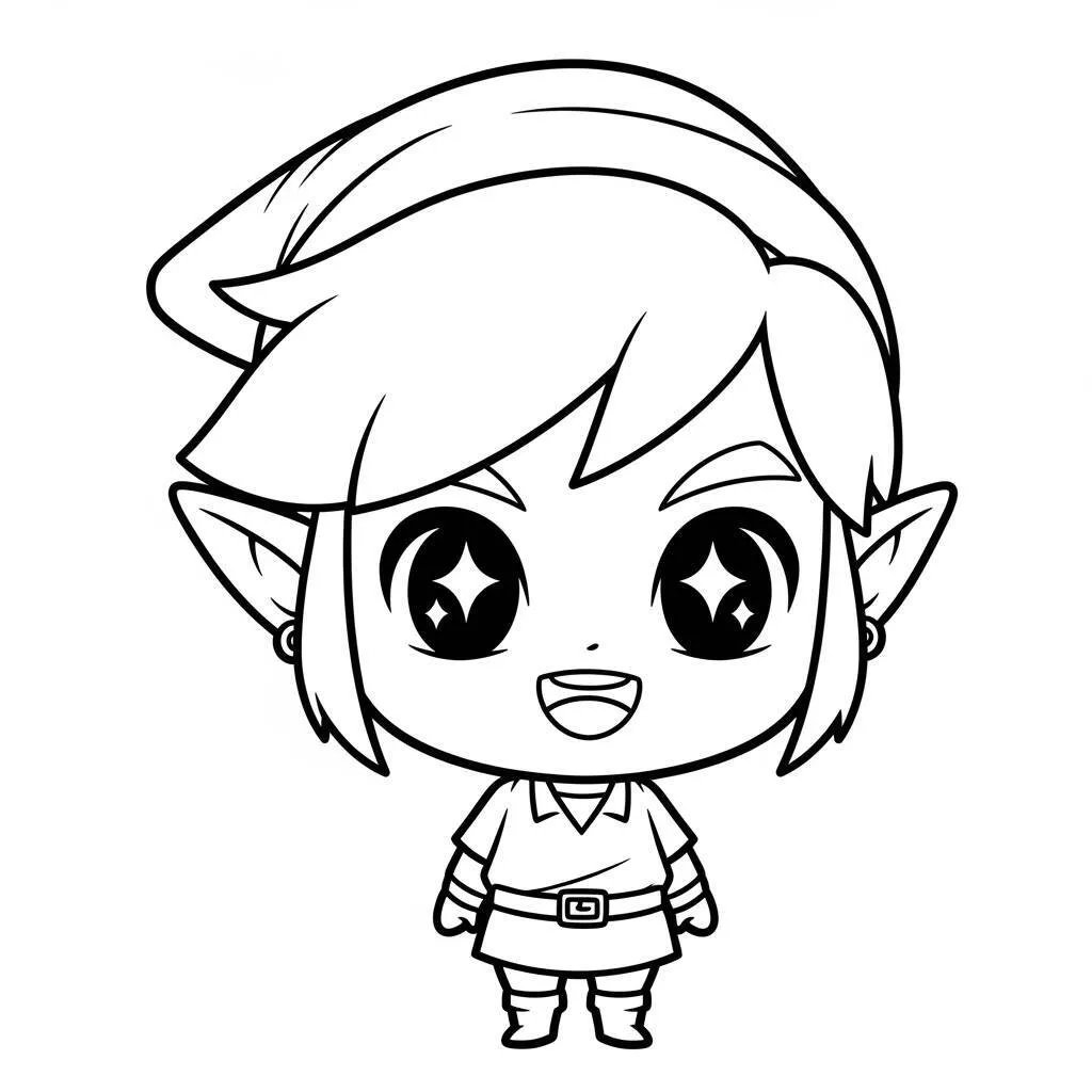 Desenho de Link em Estilo Kawaii para Colorir