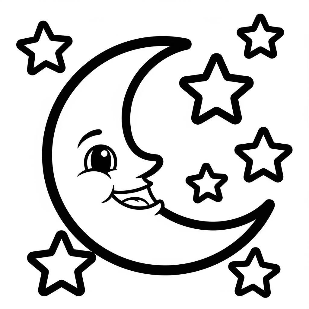 Cute Moon Coloring Page