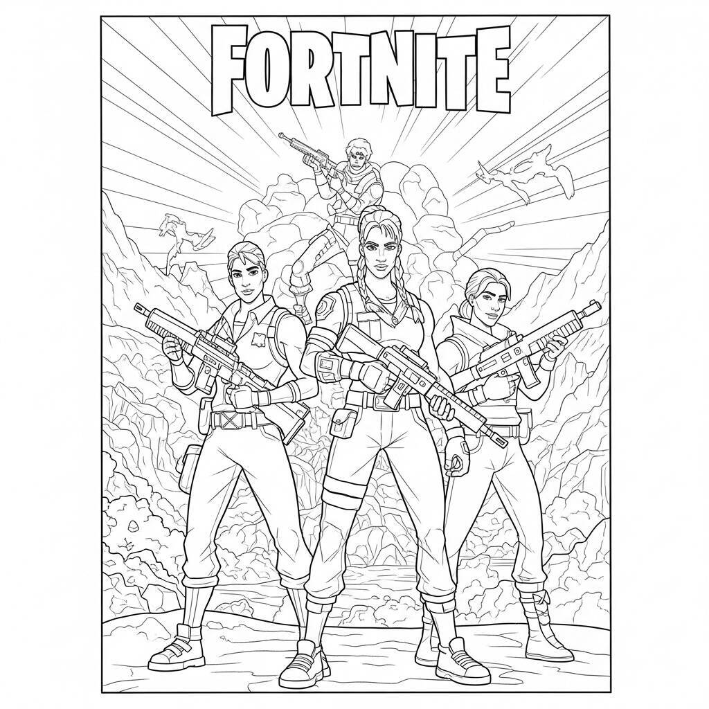 Desenho de Luta Fortnite para Colorir