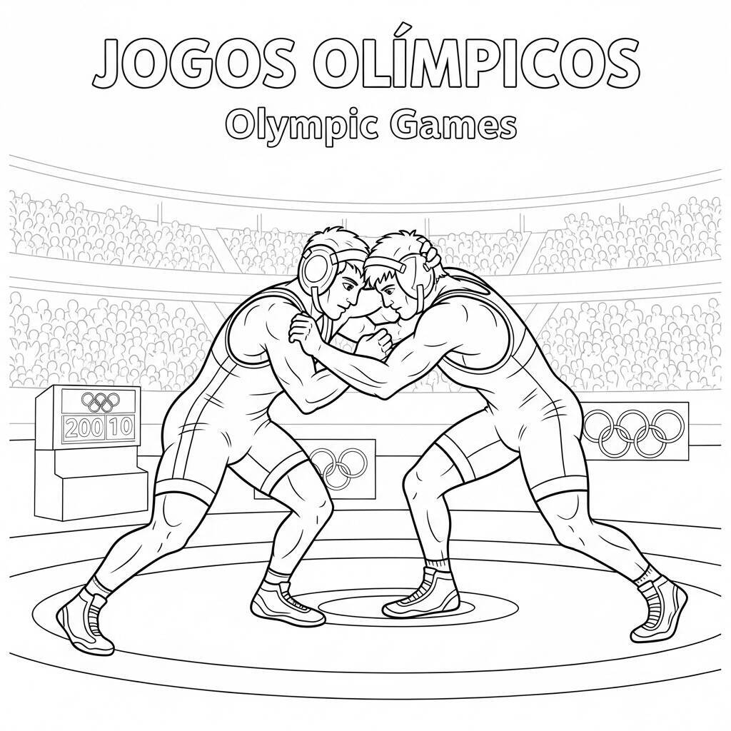Desenho de Luta Olímpica para Colorir