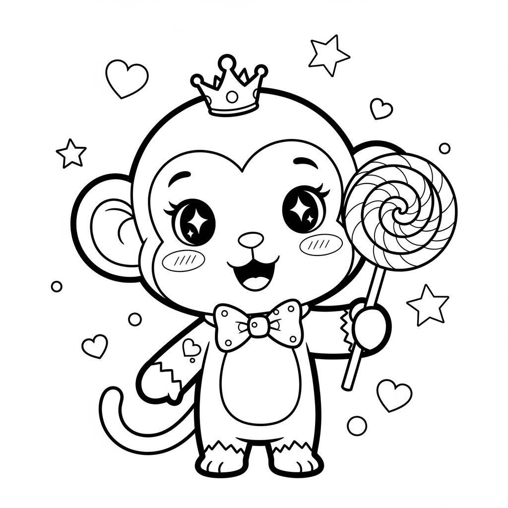 Desenho de Macaco Kawaii para Colorir