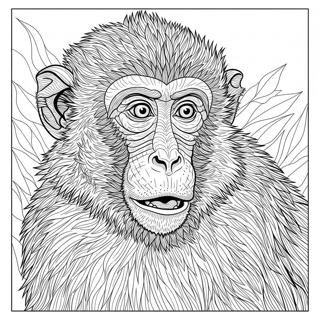 Desenho de Macaco Realista para Colorir