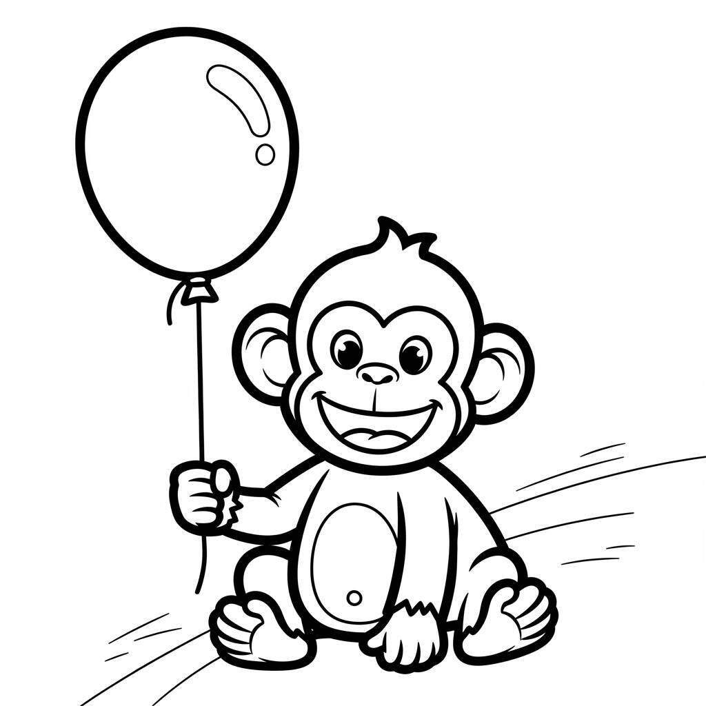 Desenho de Macaco e seu Balão para Colorir