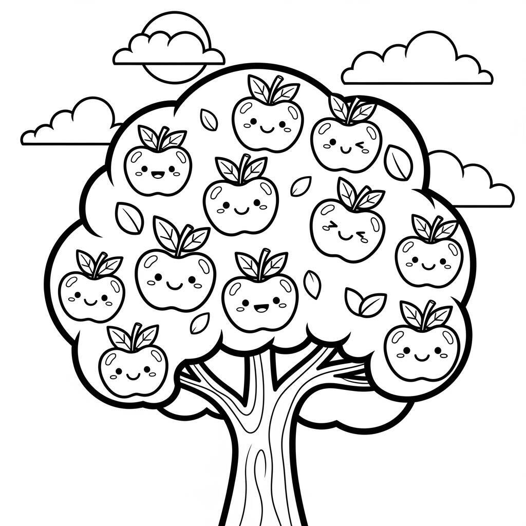 Desenho de Maçãs para Colorir