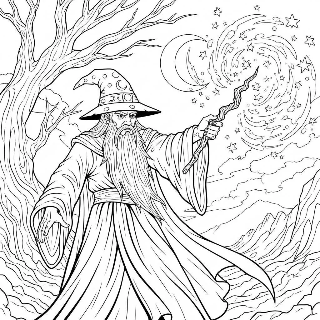 Desenho de Magia para Colorir