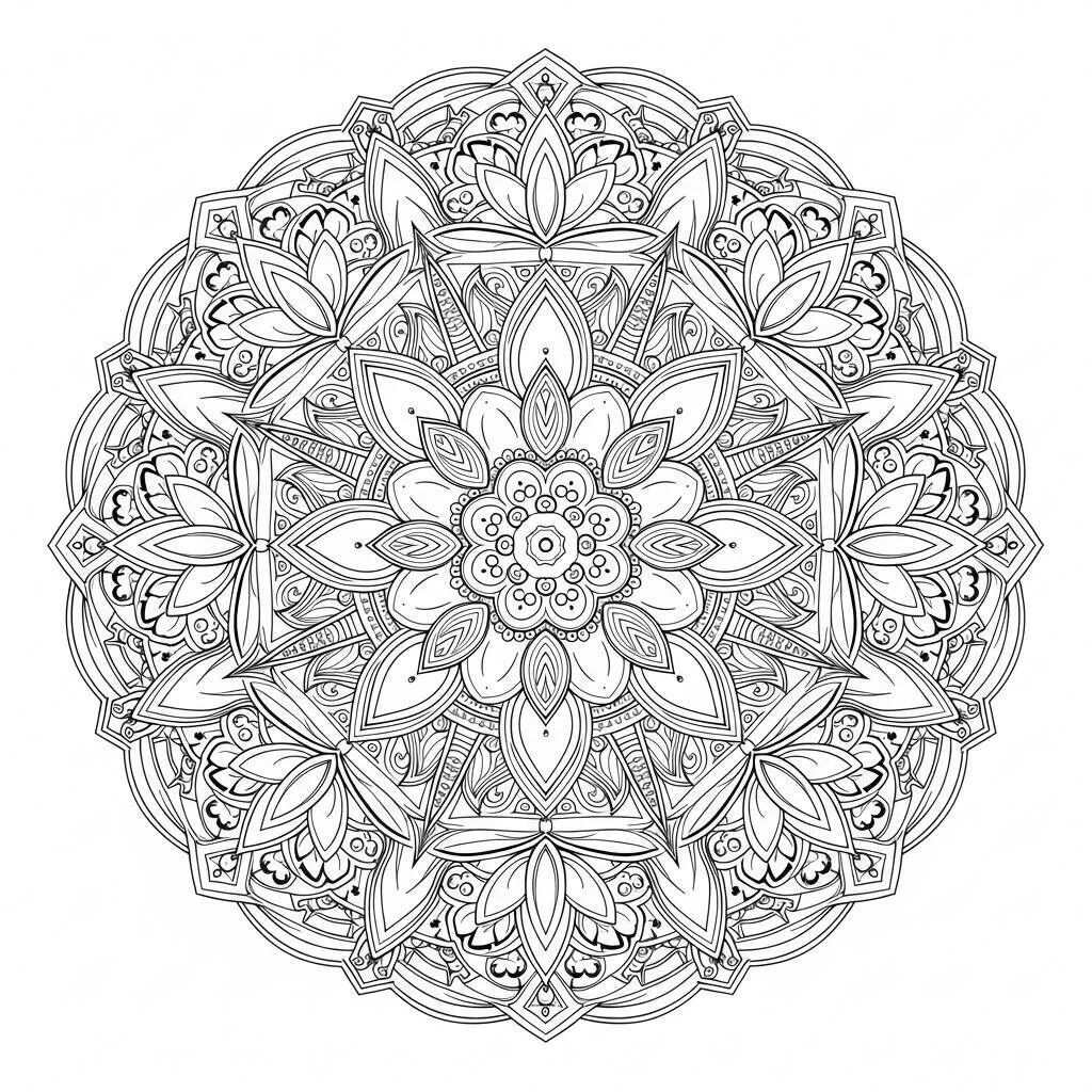 Desenho de Mandala Floral para Colorir
