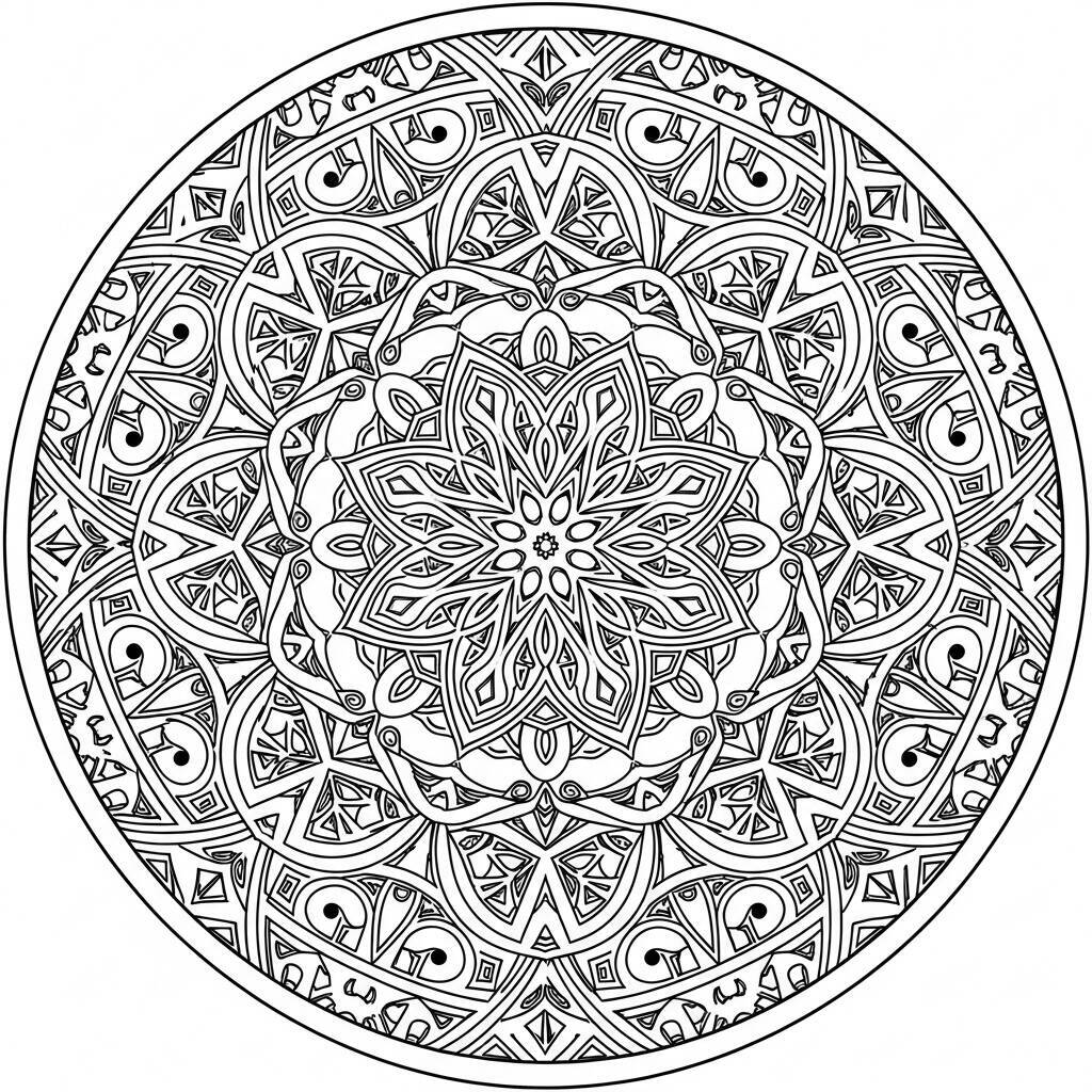 Geometrische Mandala-Malseite