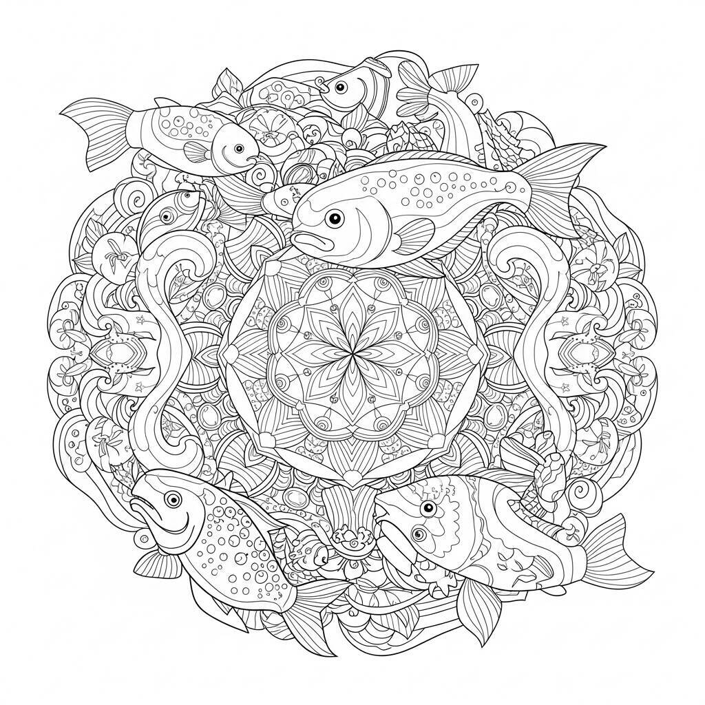 Mandala-Meerestiere-Malseite