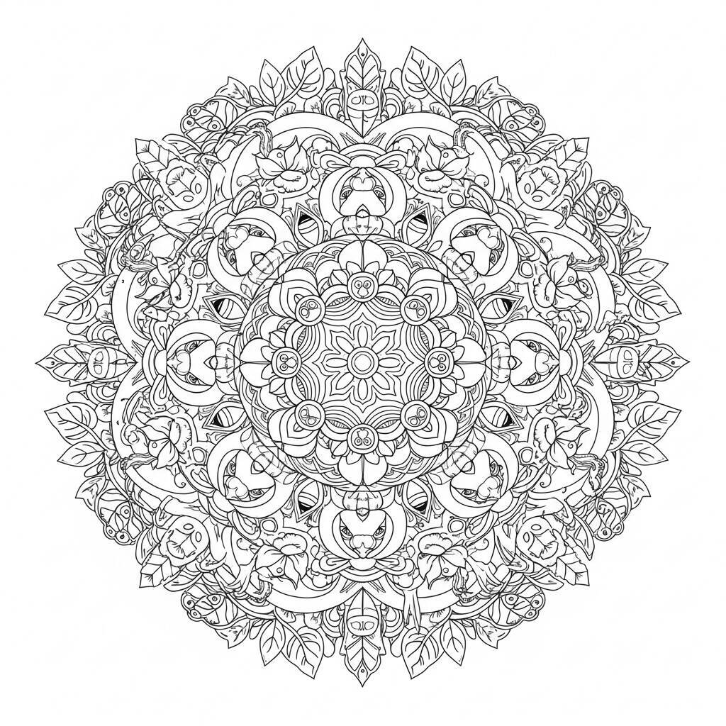Ausmalbilder Dschungeltier-Mandala