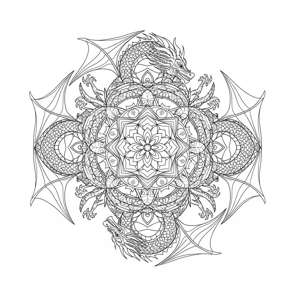 Drachen-Mandala-Malseite