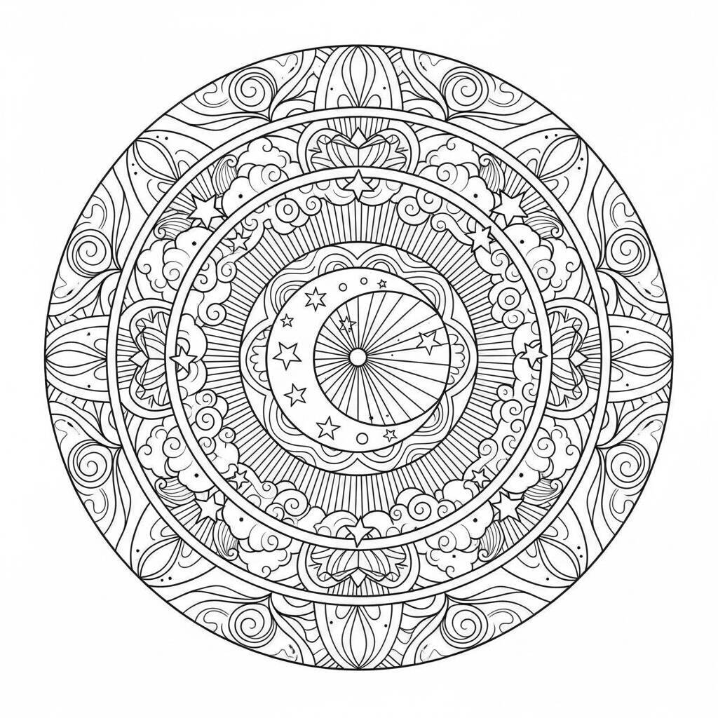 Mondschein-Mandala-Malseite