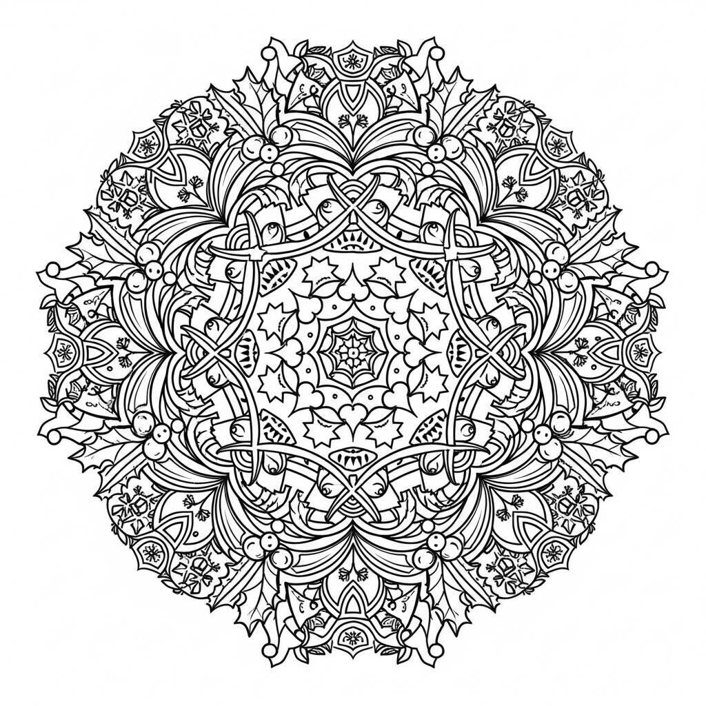 Weihnachts-Mandala-Malseite