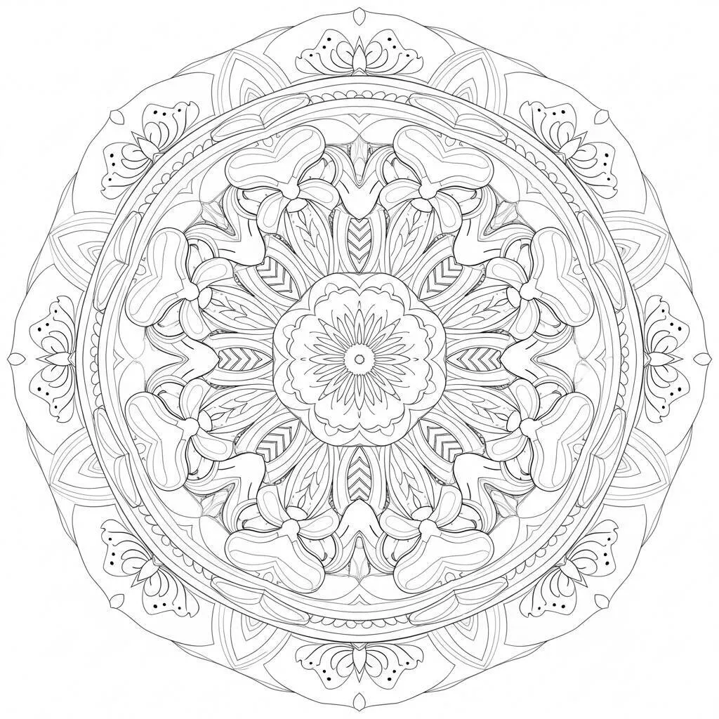 Desenho de Mandala de Sirenas para Colorir