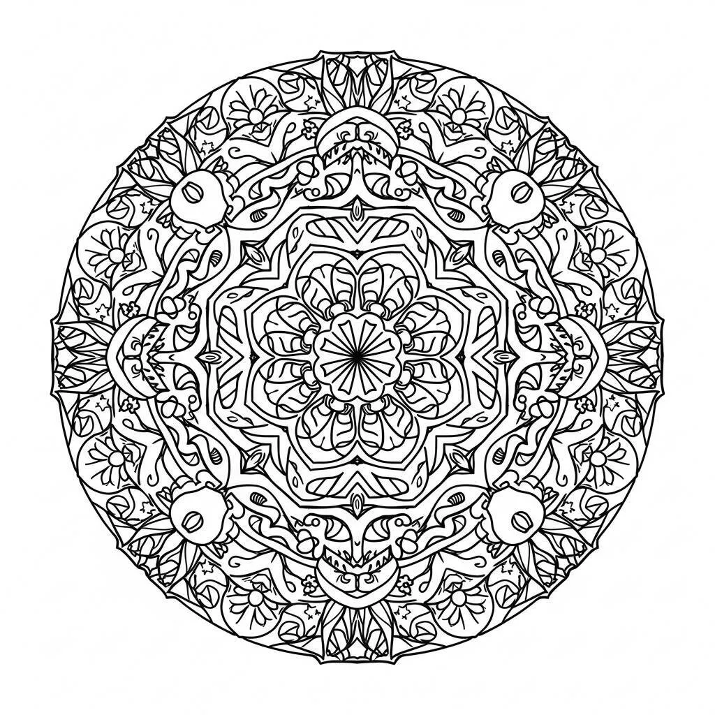 Desenho de Mandala de Verão para Colorir