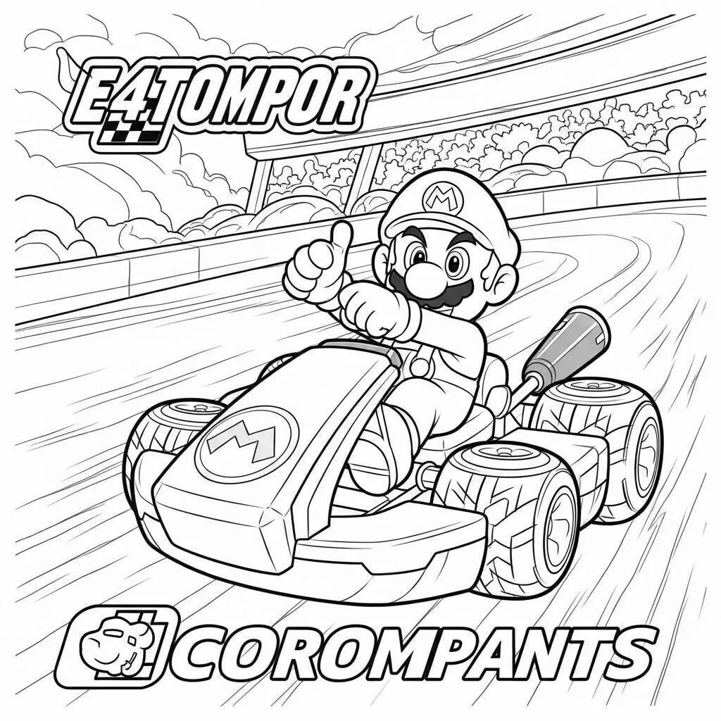 Desenho de Mario Kart em um campeonato para Colorir