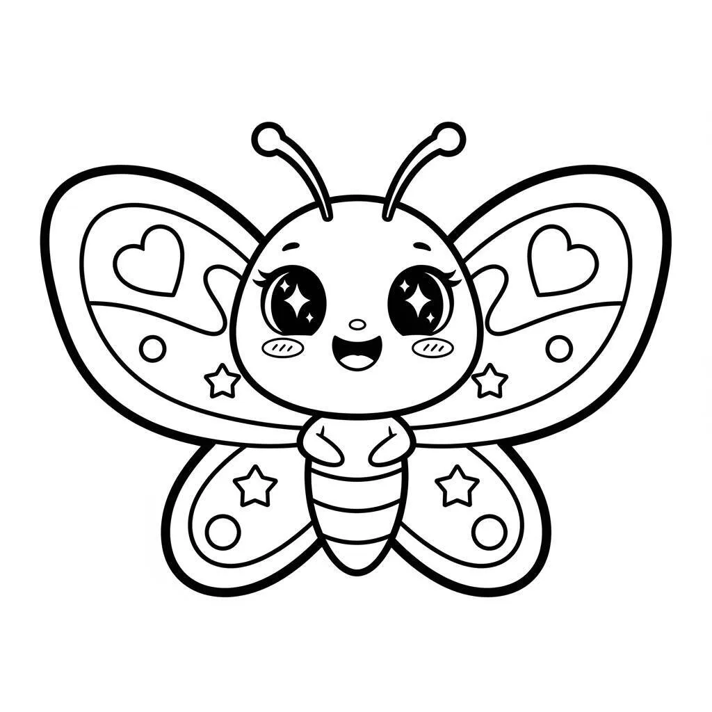 Desenho de Mariposa Kawaii para Colorir