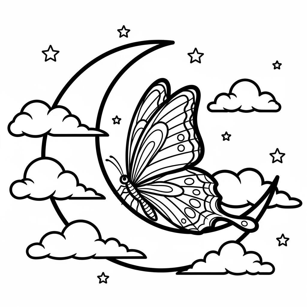 Ausmalbilder Motten und Mond