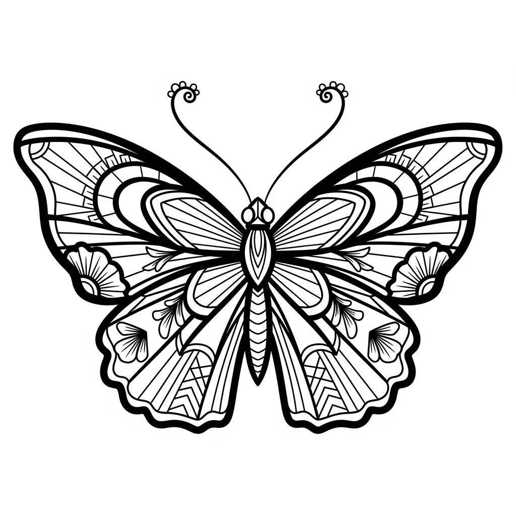 Desenho de Mariposa em Estilo Art Deco para Colorir