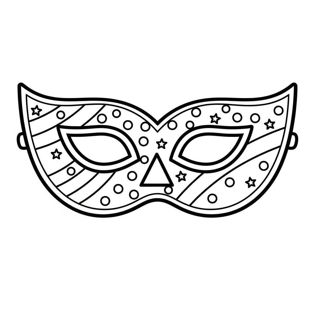 Desenho de Máscara de Carnaval Simples para Colorir