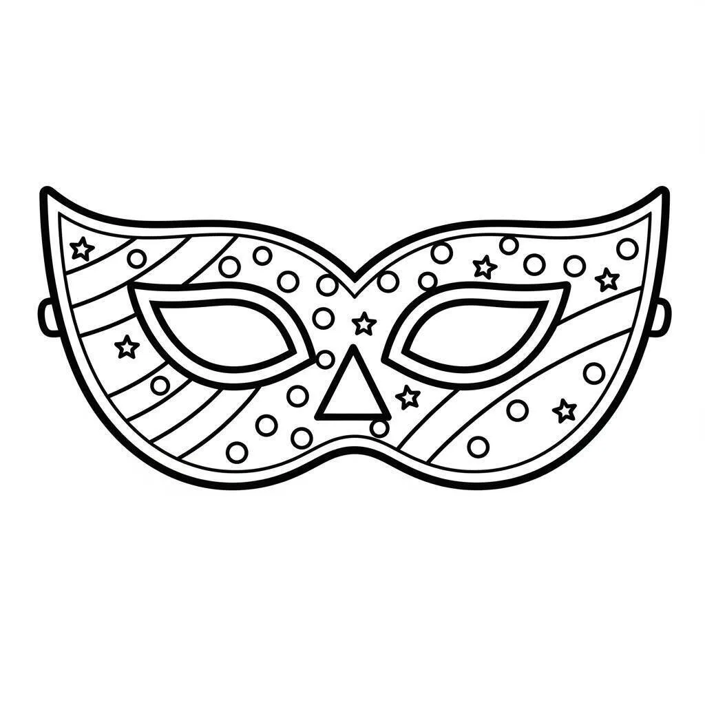 Desenho de Máscara de Carnaval Simples para Colorir