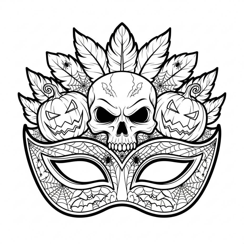 Desenho de Máscara de Carnaval de Halloween para Colorir