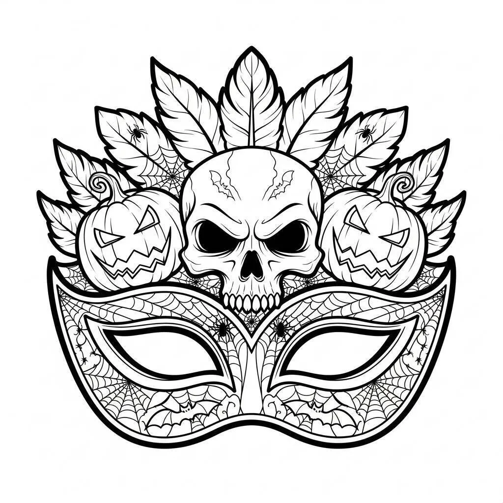 Desenho-de-Mascara-de-Carnaval-de-Halloween-para-Colorir Desenho de Máscara de Carnaval de Halloween para Colorir