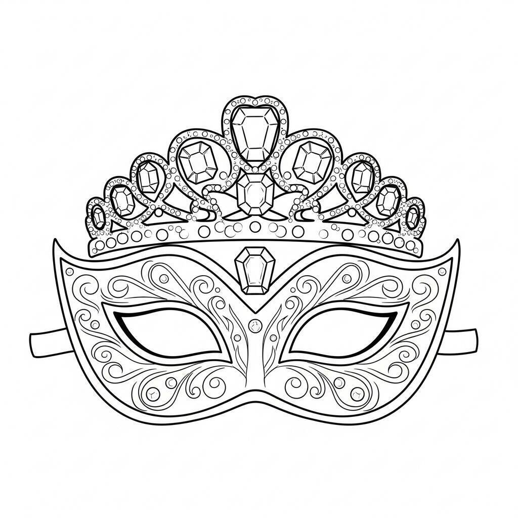 Desenho de Máscara de Carnaval de Princesa para Colorir