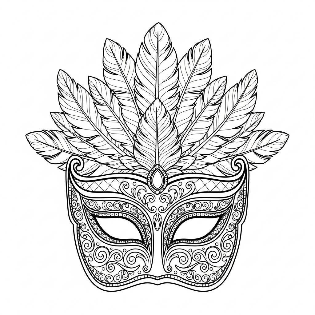 Desenho de Máscara de Carnaval de Venecia para Colorir