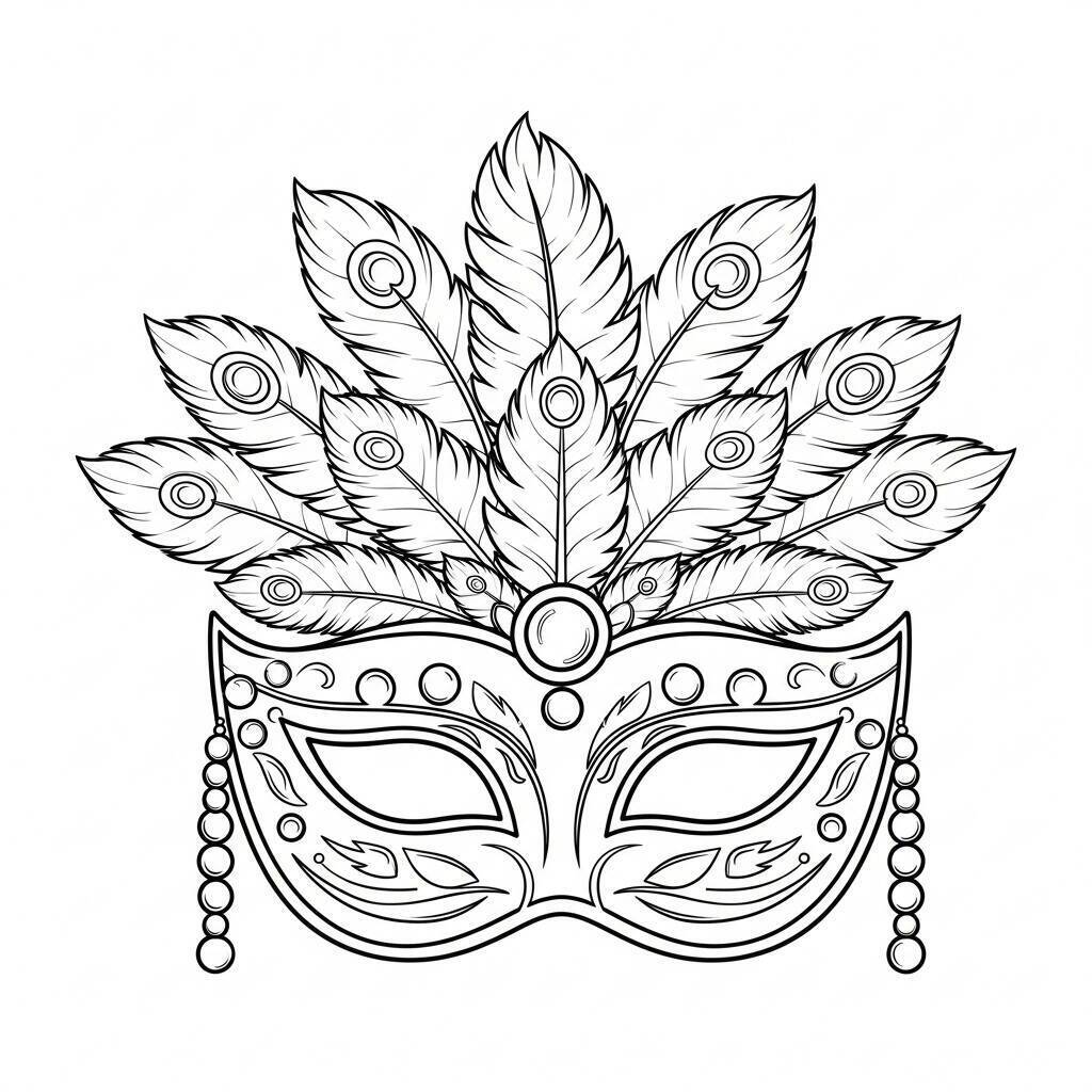 Desenho de Máscara de Carnaval para Colorir