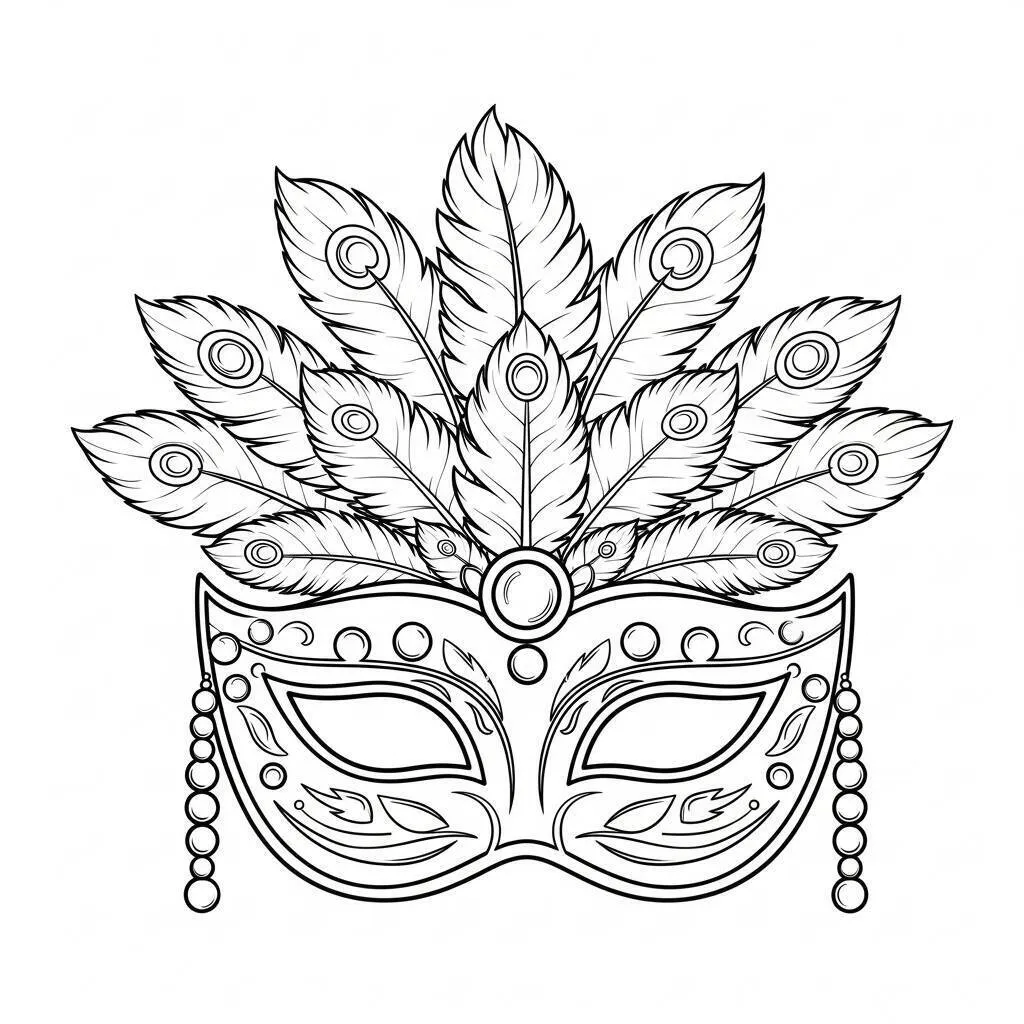 Desenho de Máscara de Carnaval para Colorir
