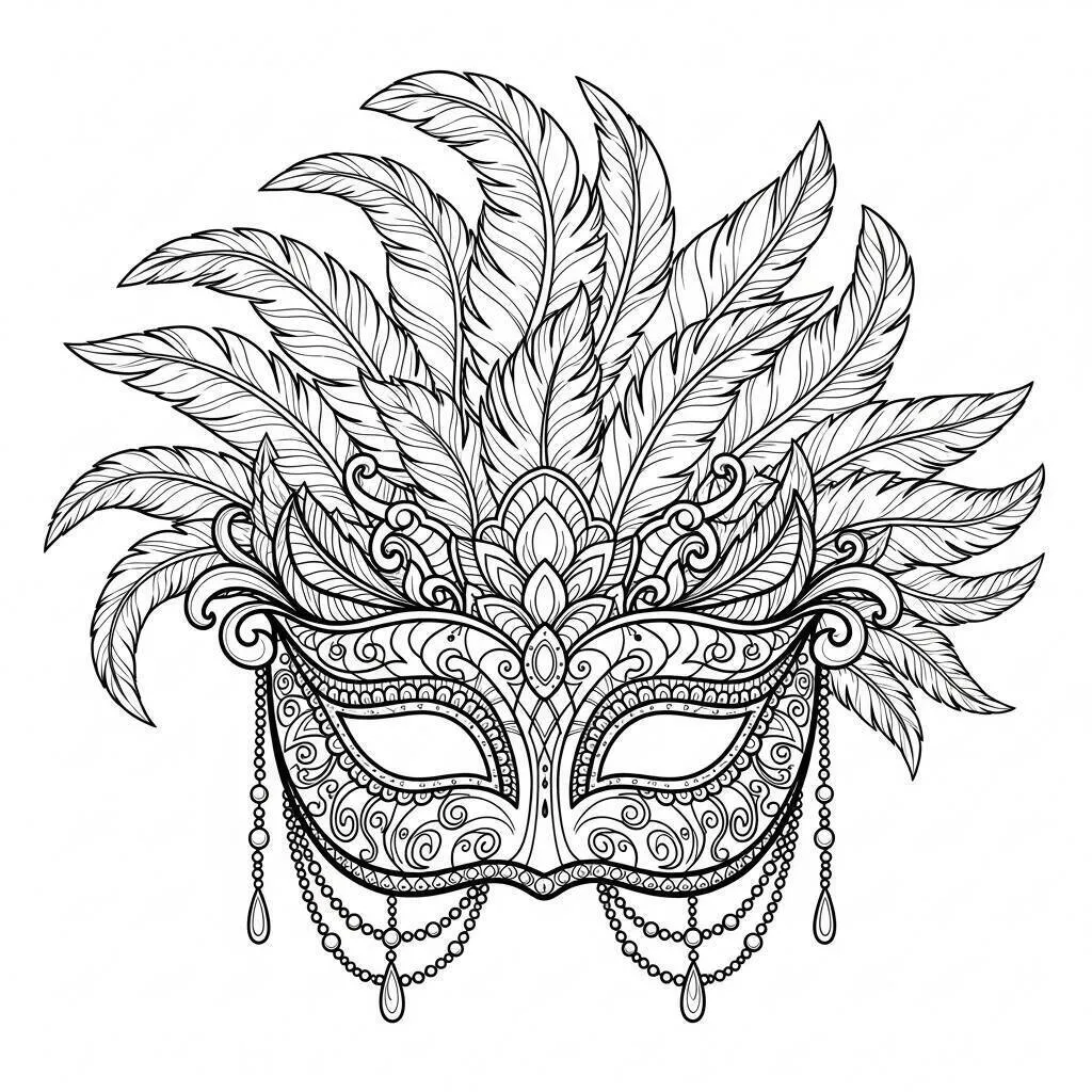 Desenho de Máscara de Carnaval para Colorir