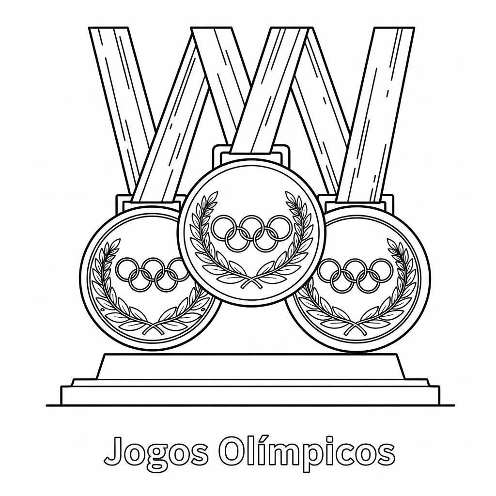 Desenho de Medalhas Olímpicas para Colorir