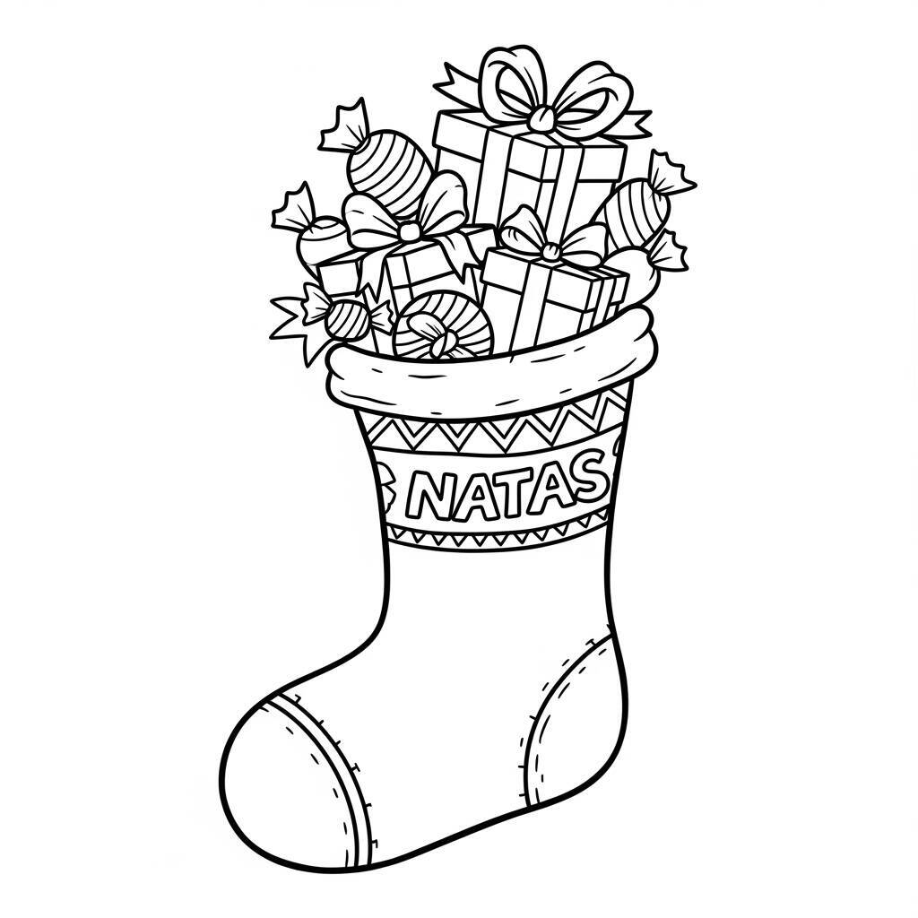 Desenho de Meia de Natal para Colorir