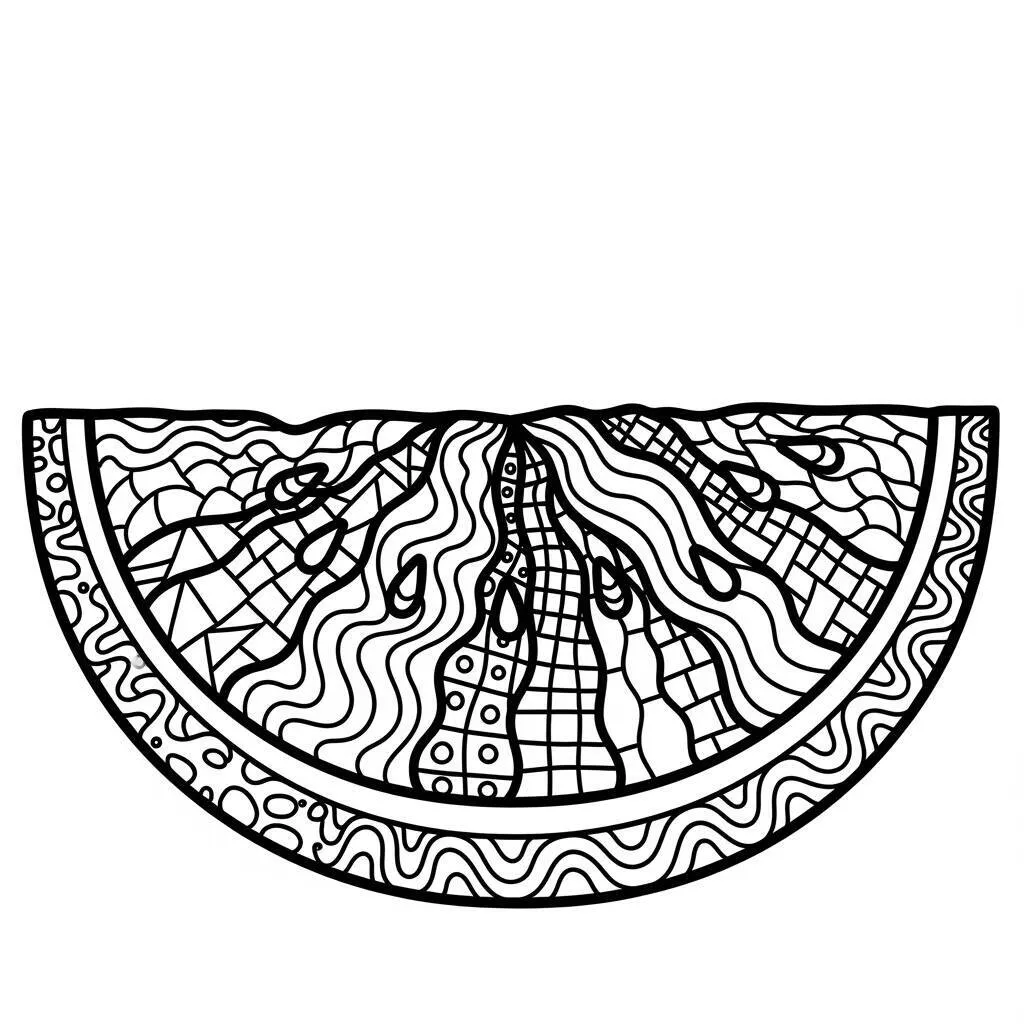 Desenho-de-Melancia-com-Padroes-para-Colorir Desenho de Melancia com Padrões para Colorir