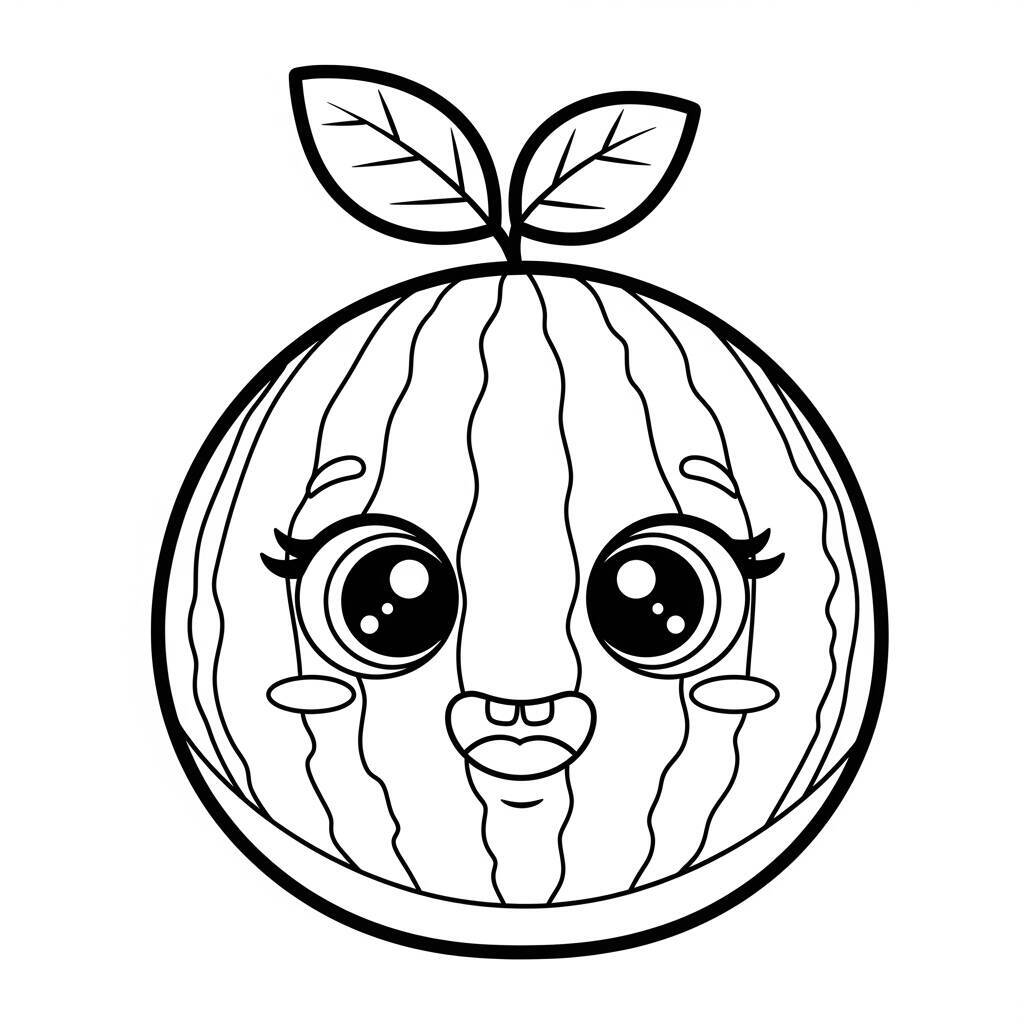 Malvorlage Wassermelone mit Lächeln