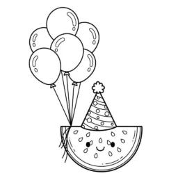Desenho de Melancia e Festa para Colorir
