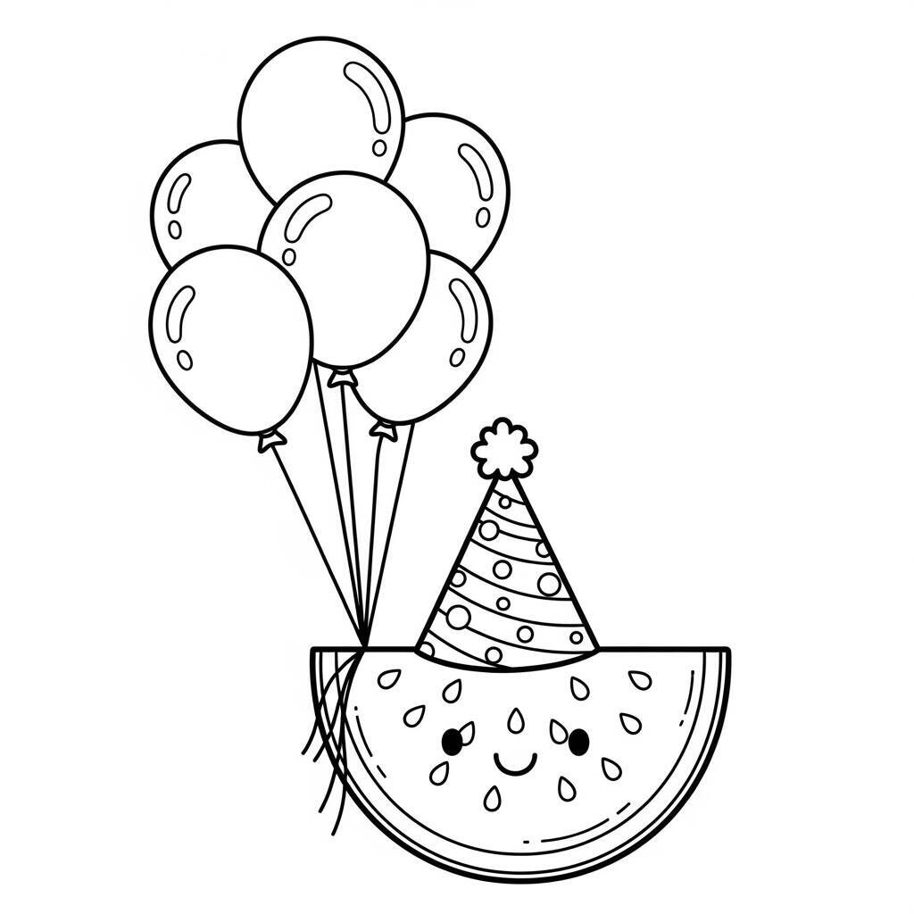 Malvorlage Wassermelone und Party