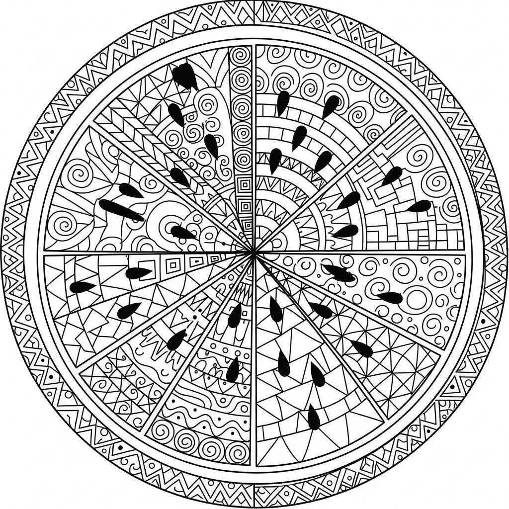 Desenho de Melancia para Adultos para Colorir