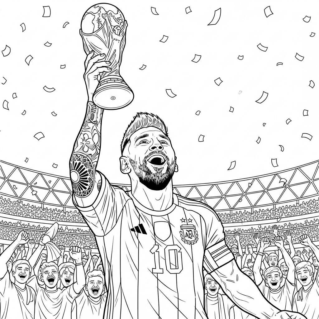 Ausmalbilder Messi und die Weltmeisterschaft