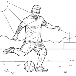 Desenho de Messi e o Treinamento para Colorir